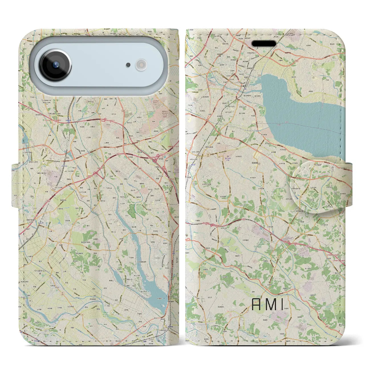 【阿見(茨城県)】地図柄iPhoneケース(手帳タイプ)