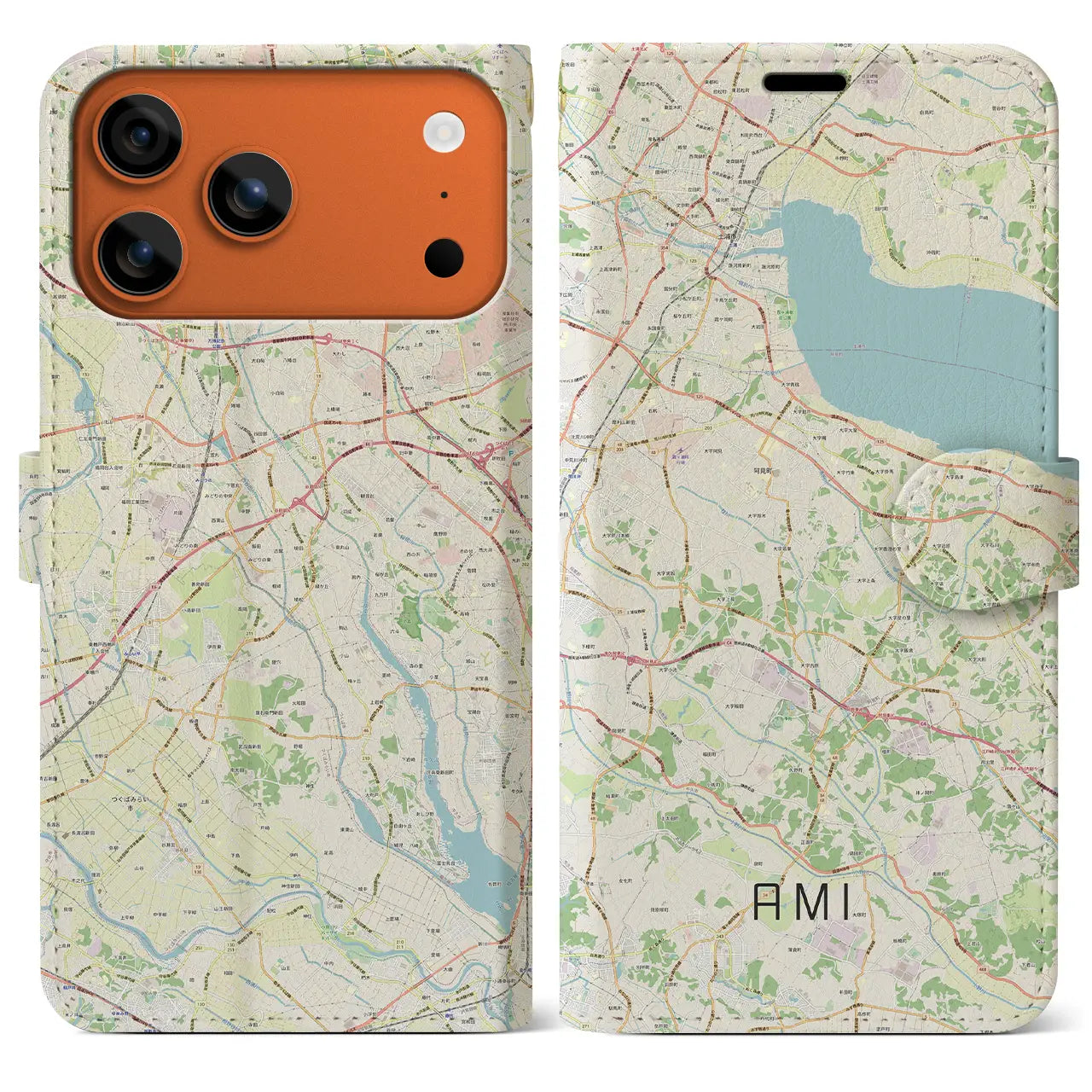 【阿見(茨城県)】地図柄iPhoneケース(手帳タイプ)