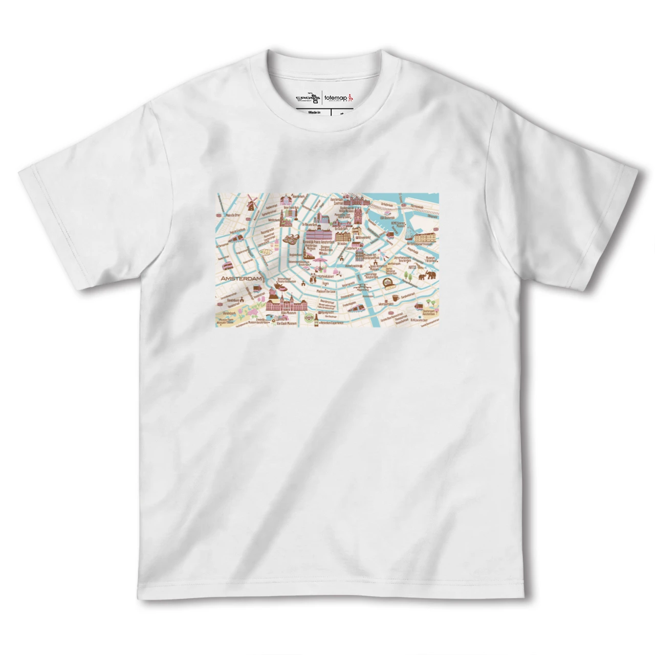 【アムステルダム(イラスト)(オランダ)】イラストマップTシャツ