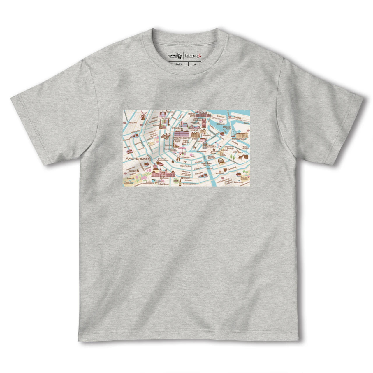 【アムステルダム(イラスト)(オランダ)】イラストマップTシャツ