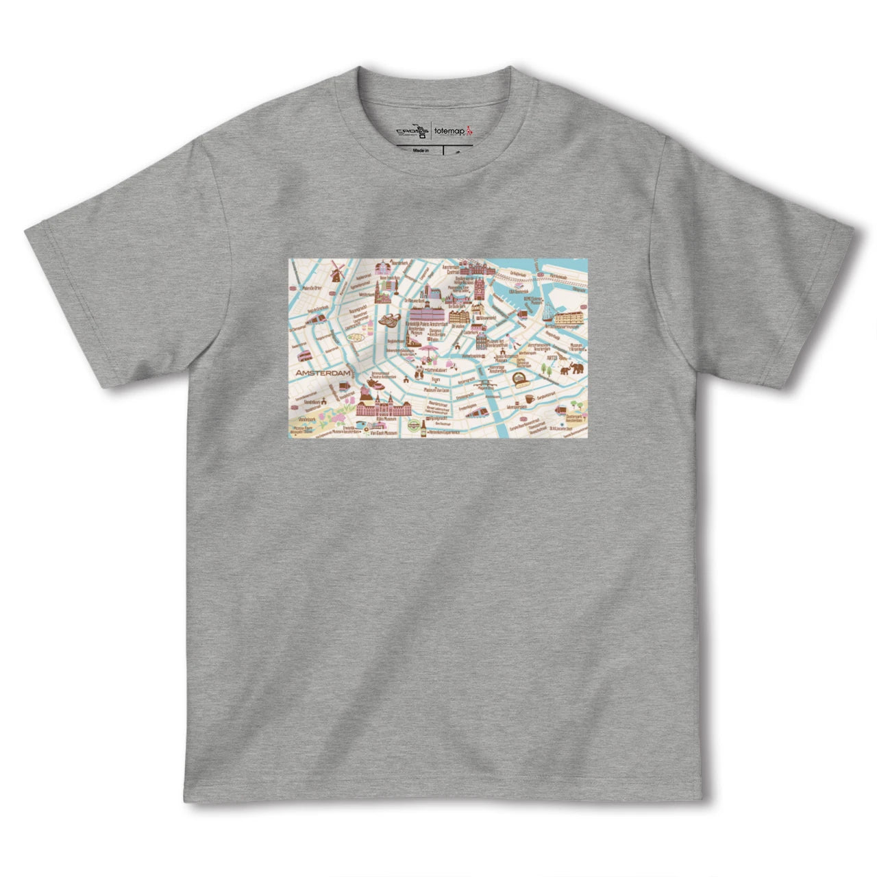 【アムステルダム(イラスト)(オランダ)】イラストマップTシャツ