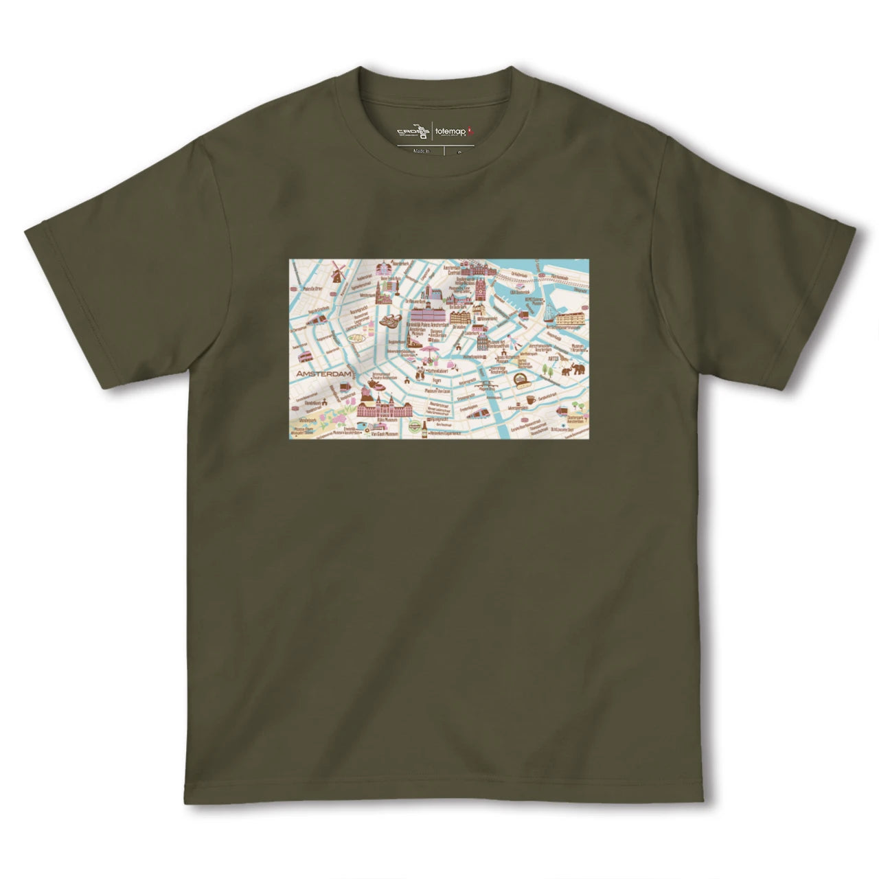 【アムステルダム(イラスト)(オランダ)】イラストマップTシャツ