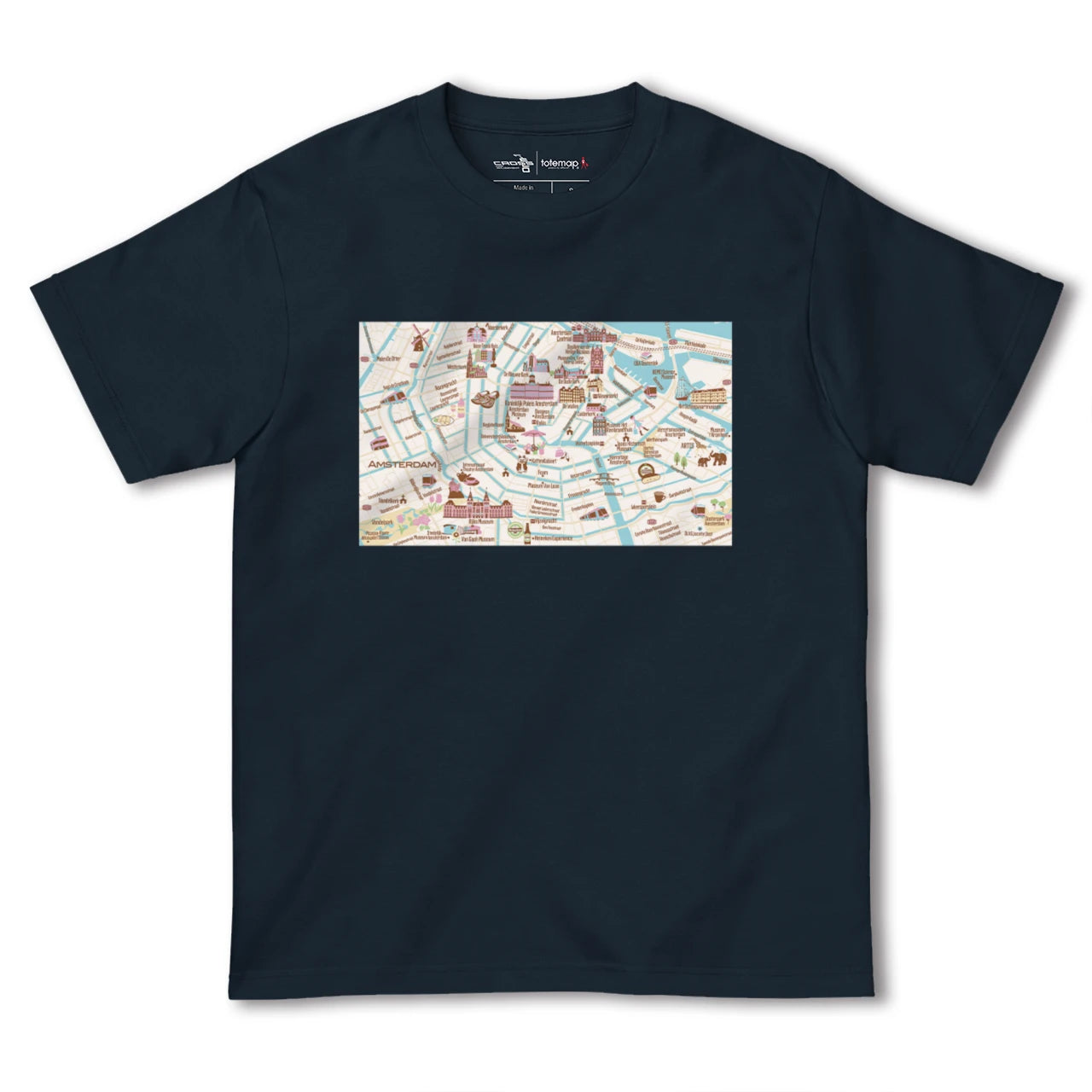【アムステルダム(イラスト)(オランダ)】イラストマップTシャツ