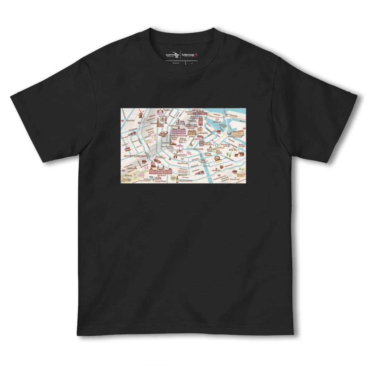 【アムステルダム(イラスト)(オランダ)】イラストマップTシャツ