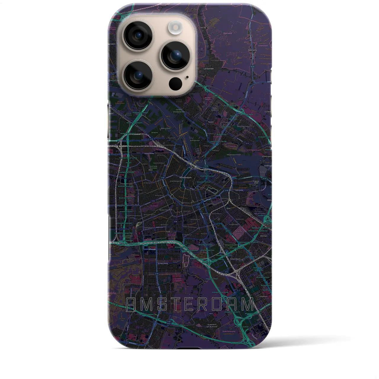 【アムステルダム(オランダ)】地図柄iPhoneケース(バックカバータイプ)