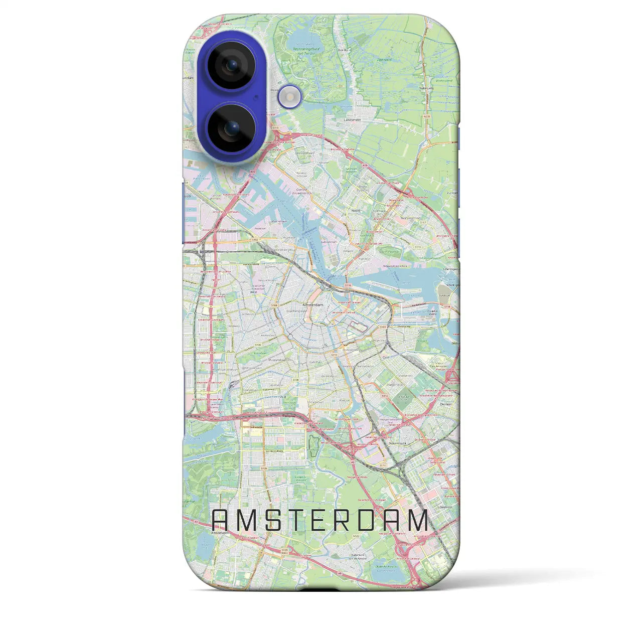 【アムステルダム(オランダ)】地図柄iPhoneケース(バックカバータイプ)ナチュラル・iPhone 16 Pro Max 用