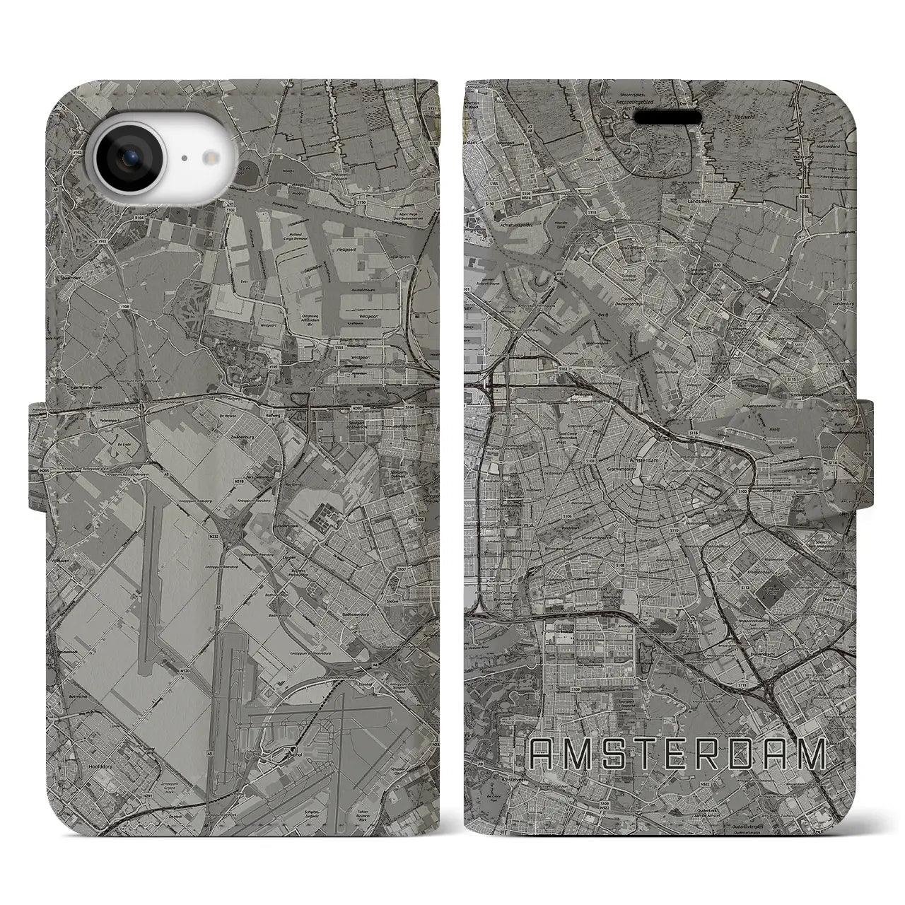 【アムステルダム(オランダ)】地図柄iPhoneケース(手帳タイプ)