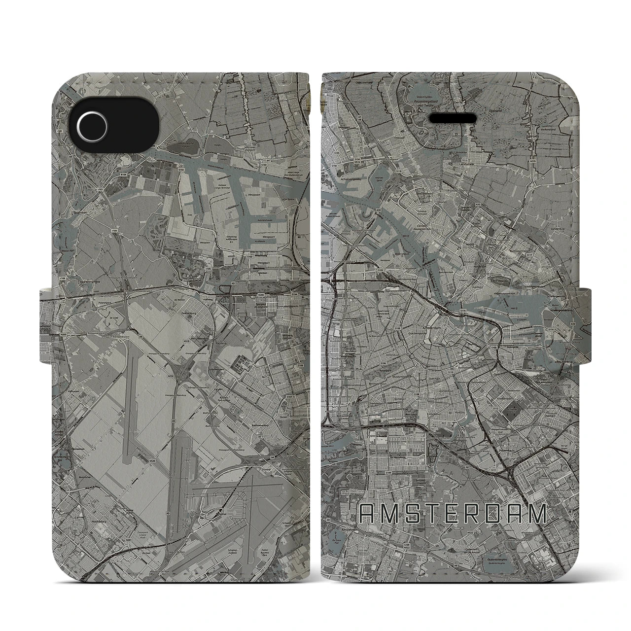 【アムステルダム(オランダ)】地図柄iPhoneケース(手帳タイプ)