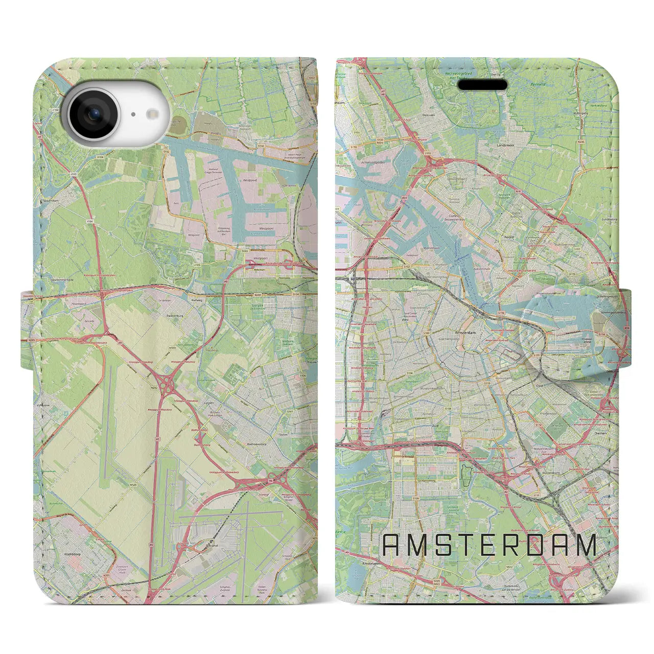 【アムステルダム(オランダ)】地図柄iPhoneケース(手帳タイプ)