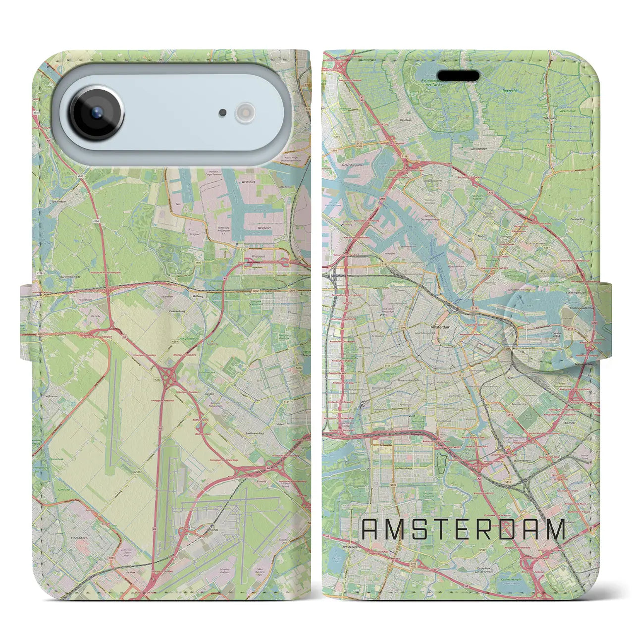 【アムステルダム(オランダ)】地図柄iPhoneケース(手帳タイプ)