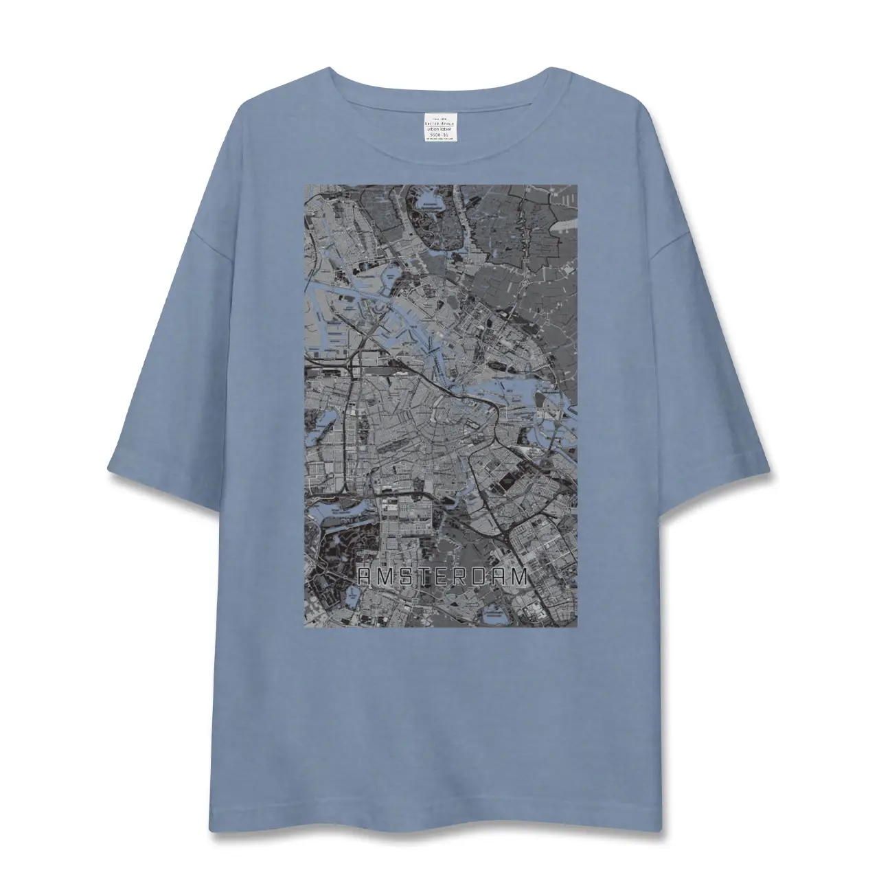 アムステルダム（オランダ）】地図柄ビッグシルエットTシャツ – クロス