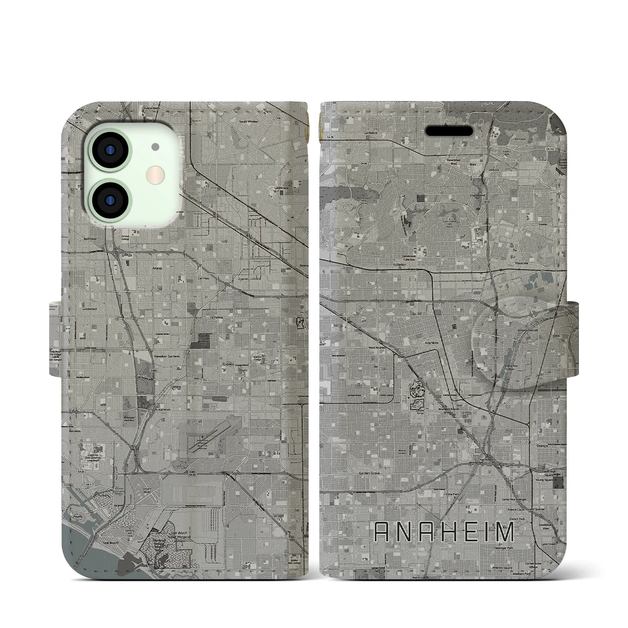 【アナハイム(アメリカ)】地図柄iPhoneケース(手帳タイプ)