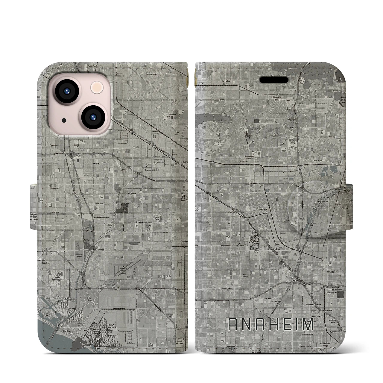 【アナハイム(アメリカ)】地図柄iPhoneケース(手帳タイプ)