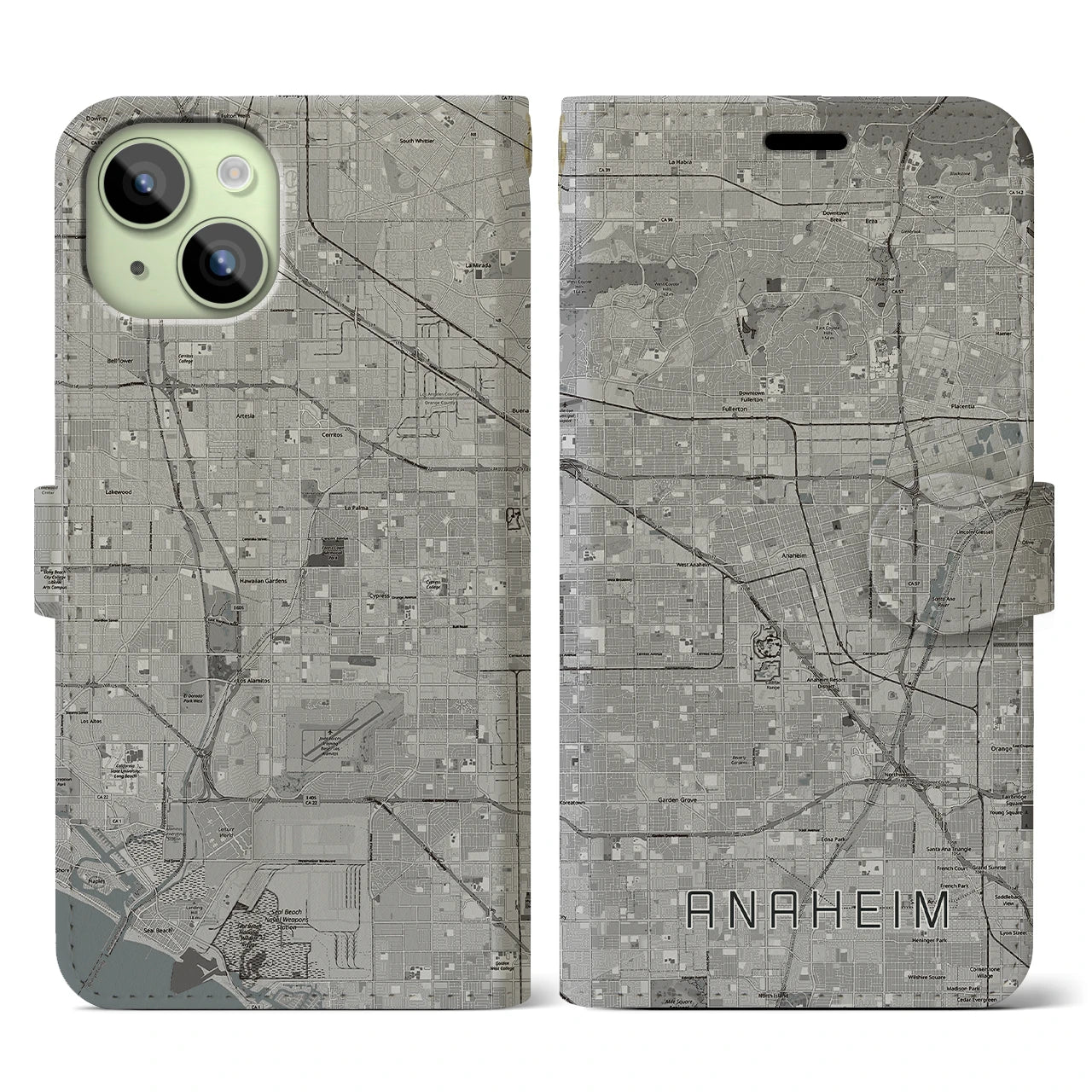 【アナハイム(アメリカ)】地図柄iPhoneケース(手帳タイプ)