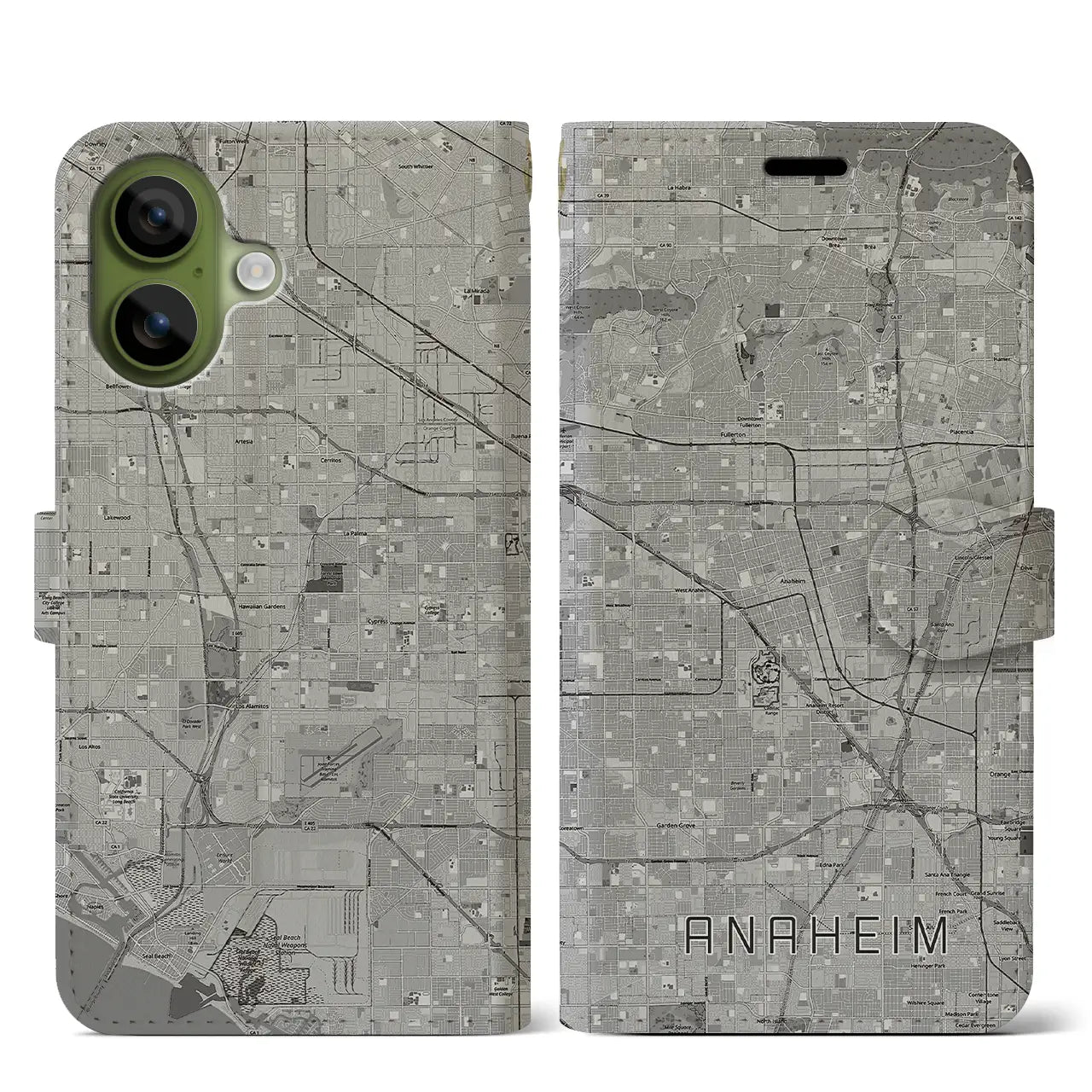 【アナハイム(アメリカ)】地図柄iPhoneケース(手帳タイプ)