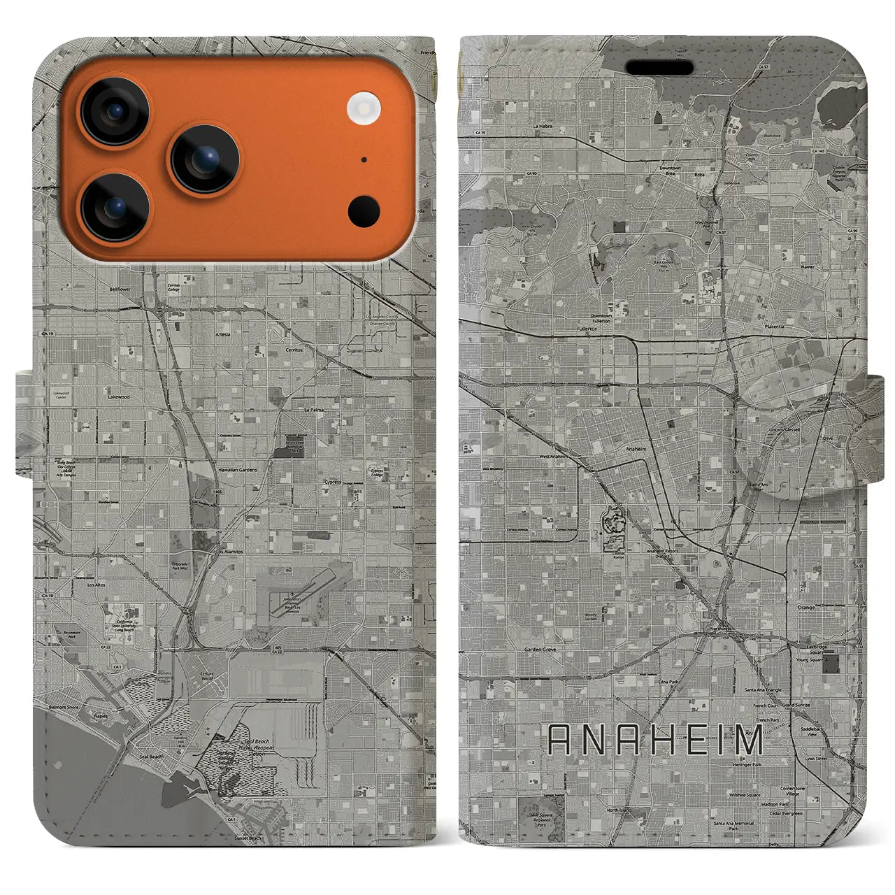 【アナハイム(アメリカ)】地図柄iPhoneケース(手帳タイプ)