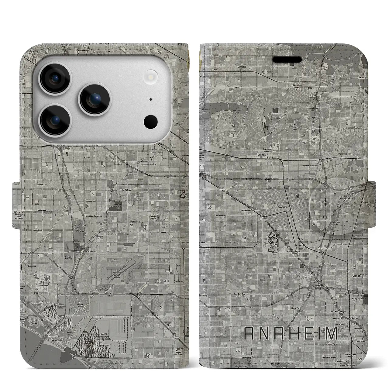 【アナハイム(アメリカ)】地図柄iPhoneケース(手帳タイプ)