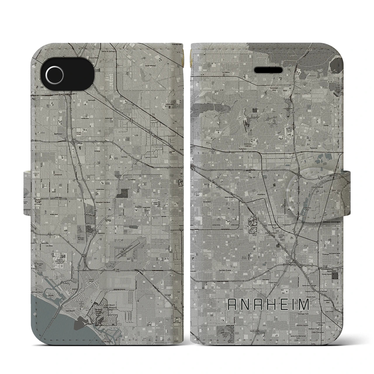 【アナハイム(アメリカ)】地図柄iPhoneケース(手帳タイプ)