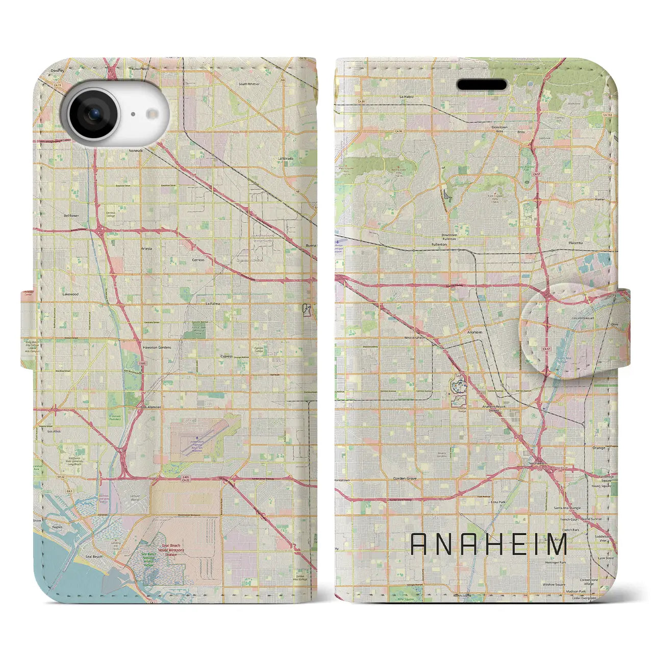 【アナハイム(アメリカ)】地図柄iPhoneケース(手帳タイプ)