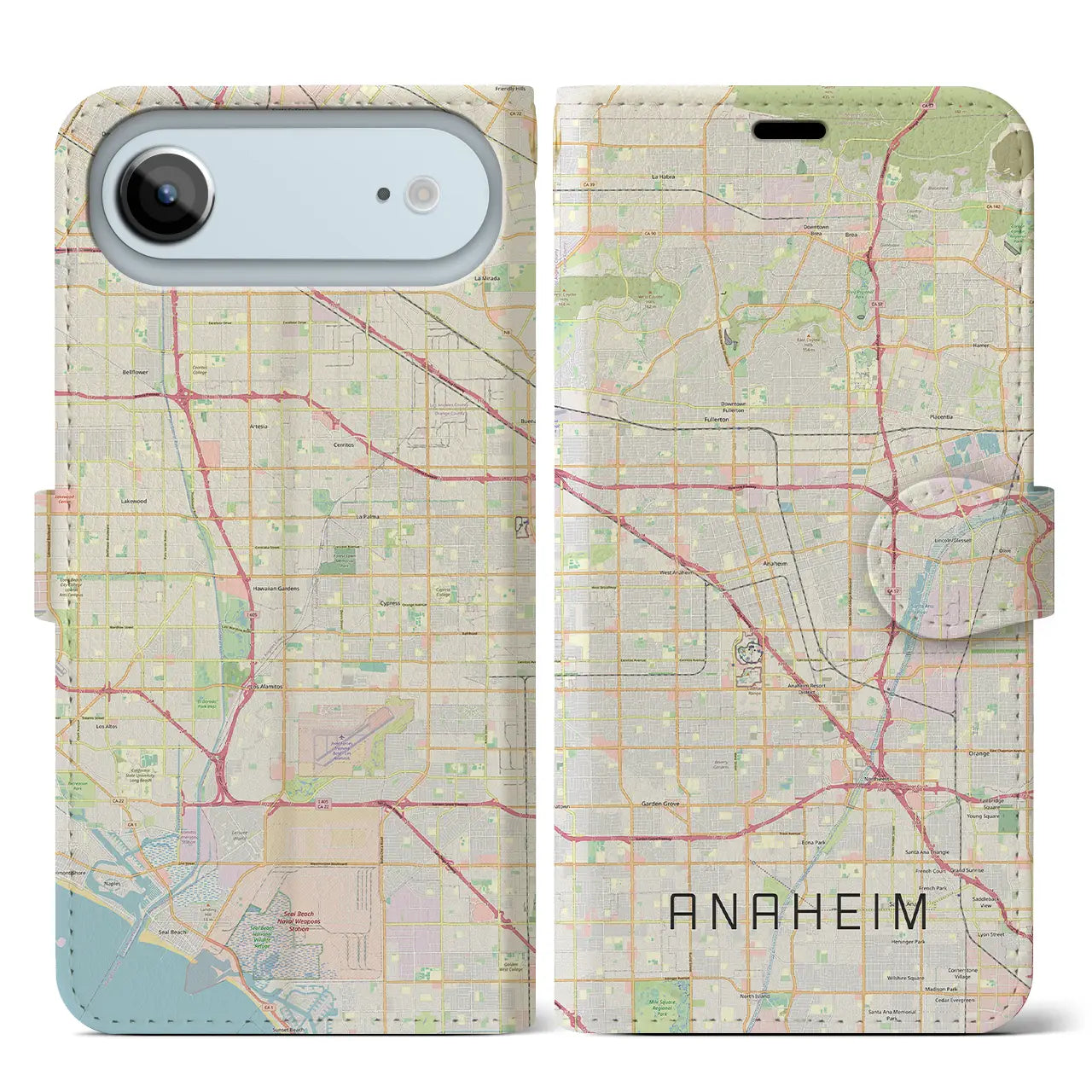 【アナハイム(アメリカ)】地図柄iPhoneケース(手帳タイプ)