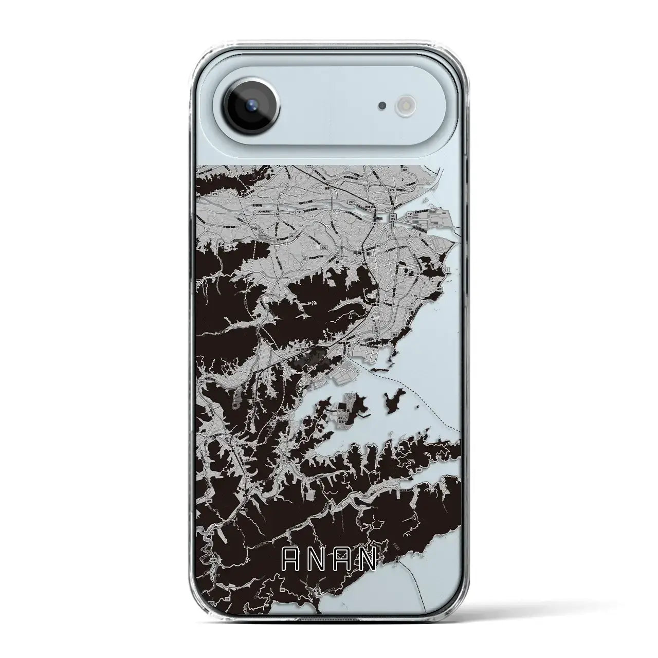 【阿南(徳島県)】地図柄iPhoneケース(クリアタイプ)モノトーン・iPhone 17 Pro Max 用