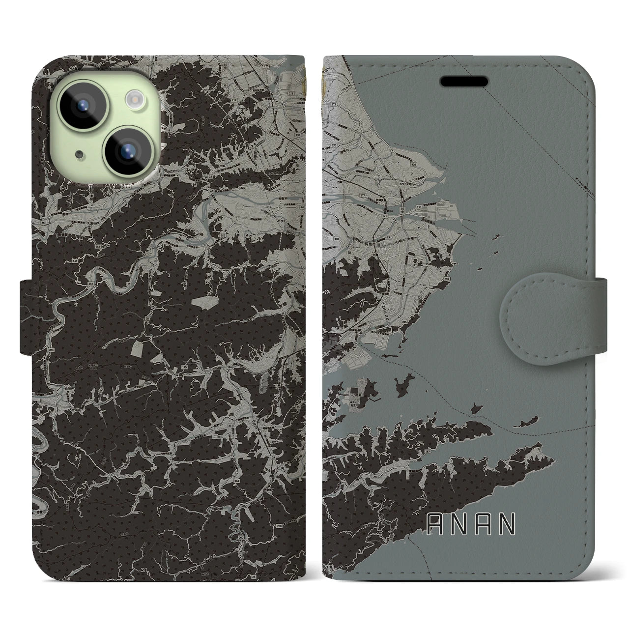 【阿南(徳島県)】地図柄iPhoneケース(手帳タイプ)