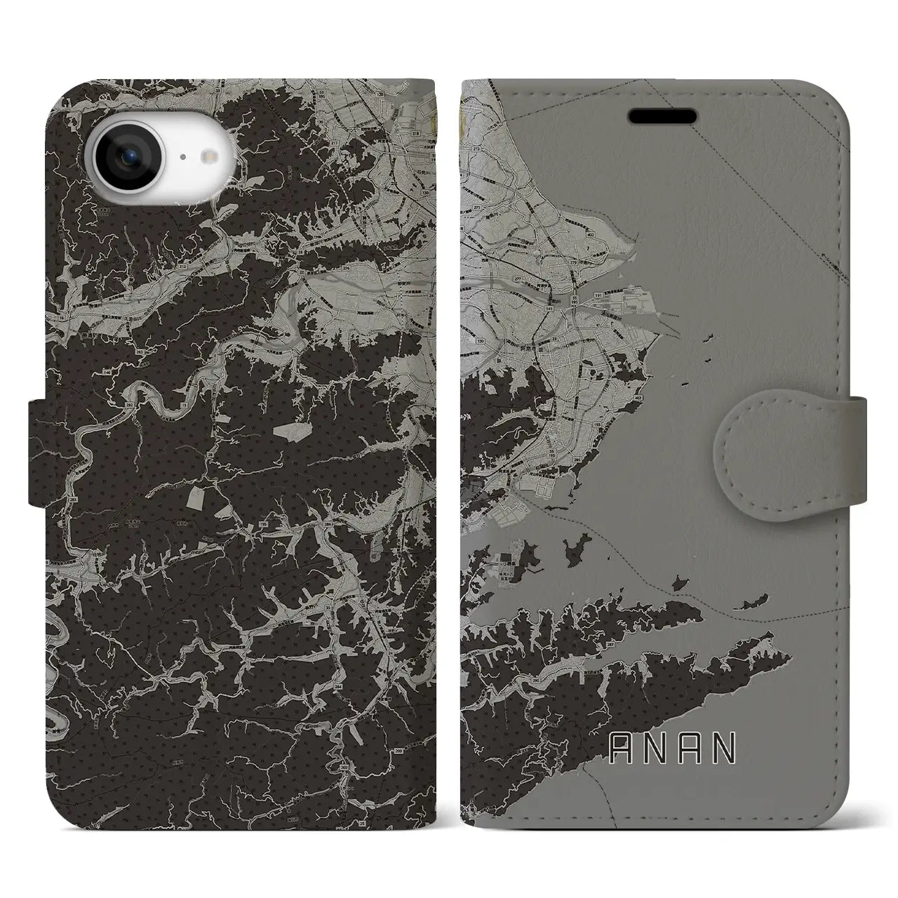 【阿南(徳島県)】地図柄iPhoneケース(手帳タイプ)