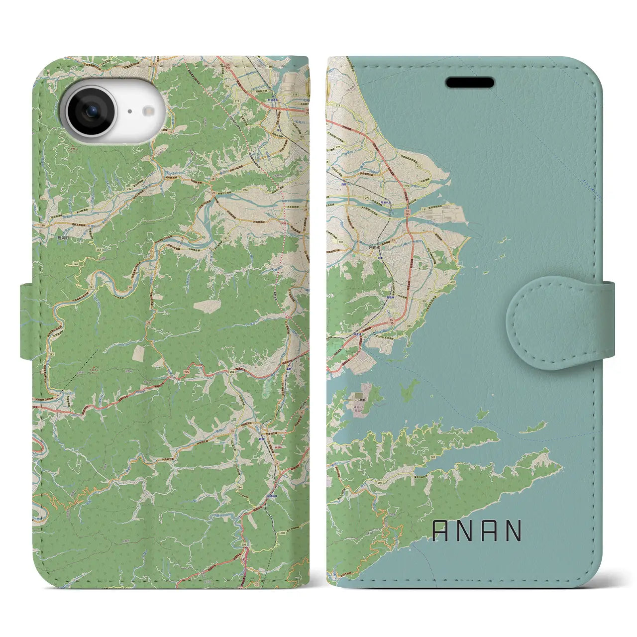 【阿南(徳島県)】地図柄iPhoneケース(手帳タイプ)