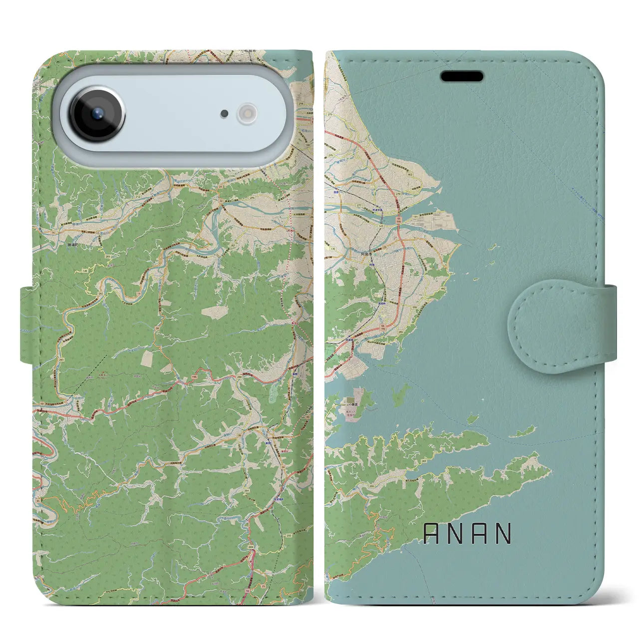 【阿南(徳島県)】地図柄iPhoneケース(手帳タイプ)