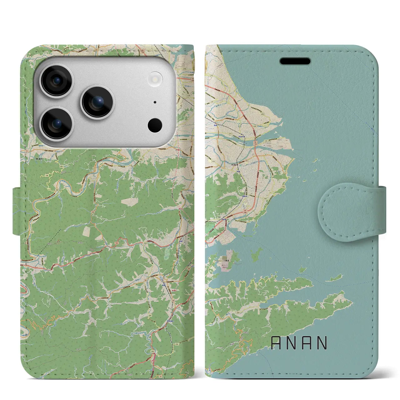 【阿南(徳島県)】地図柄iPhoneケース(手帳タイプ)