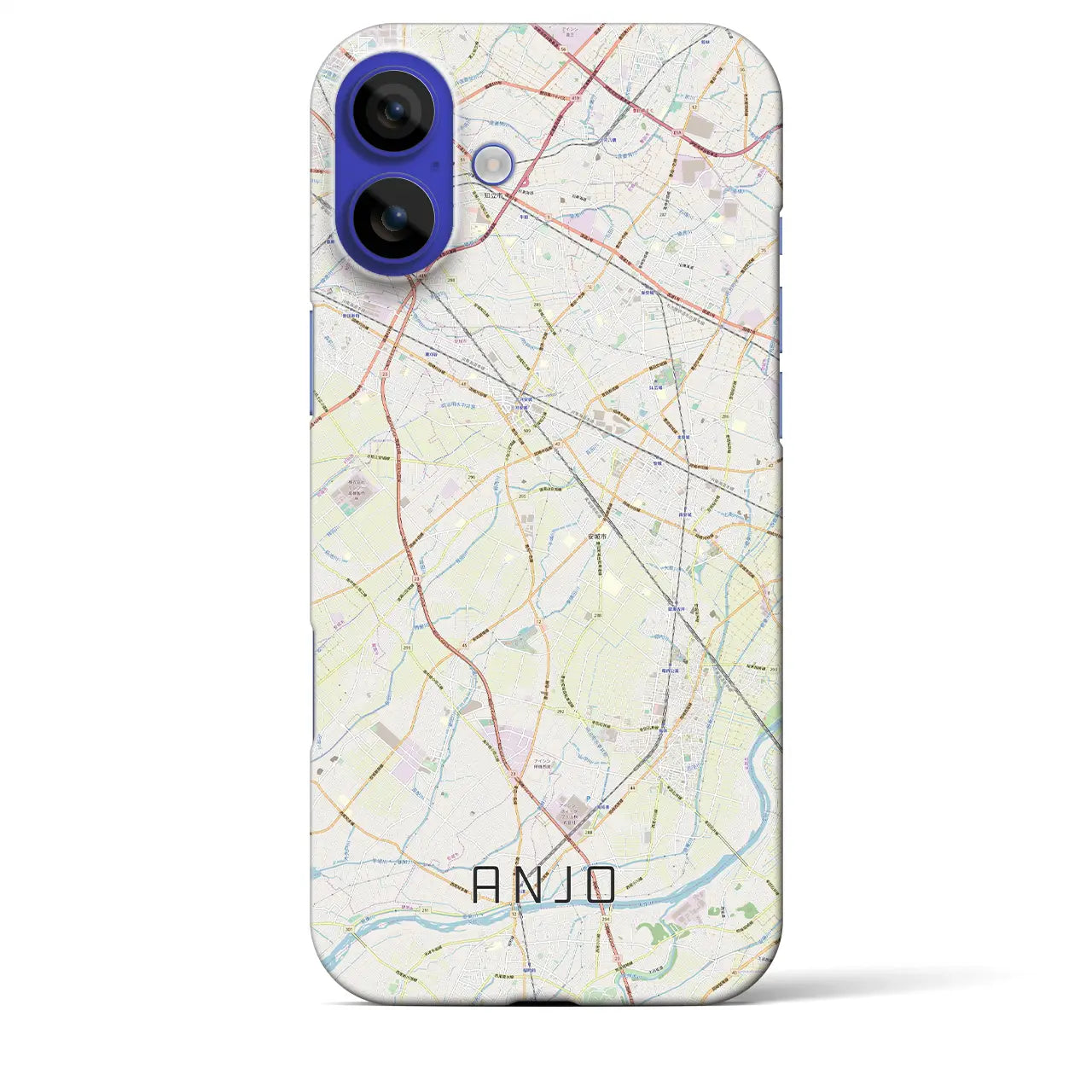 【安城(愛知県)】地図柄iPhoneケース(バックカバータイプ)ブラック・iPhone 16 Pro Max 用