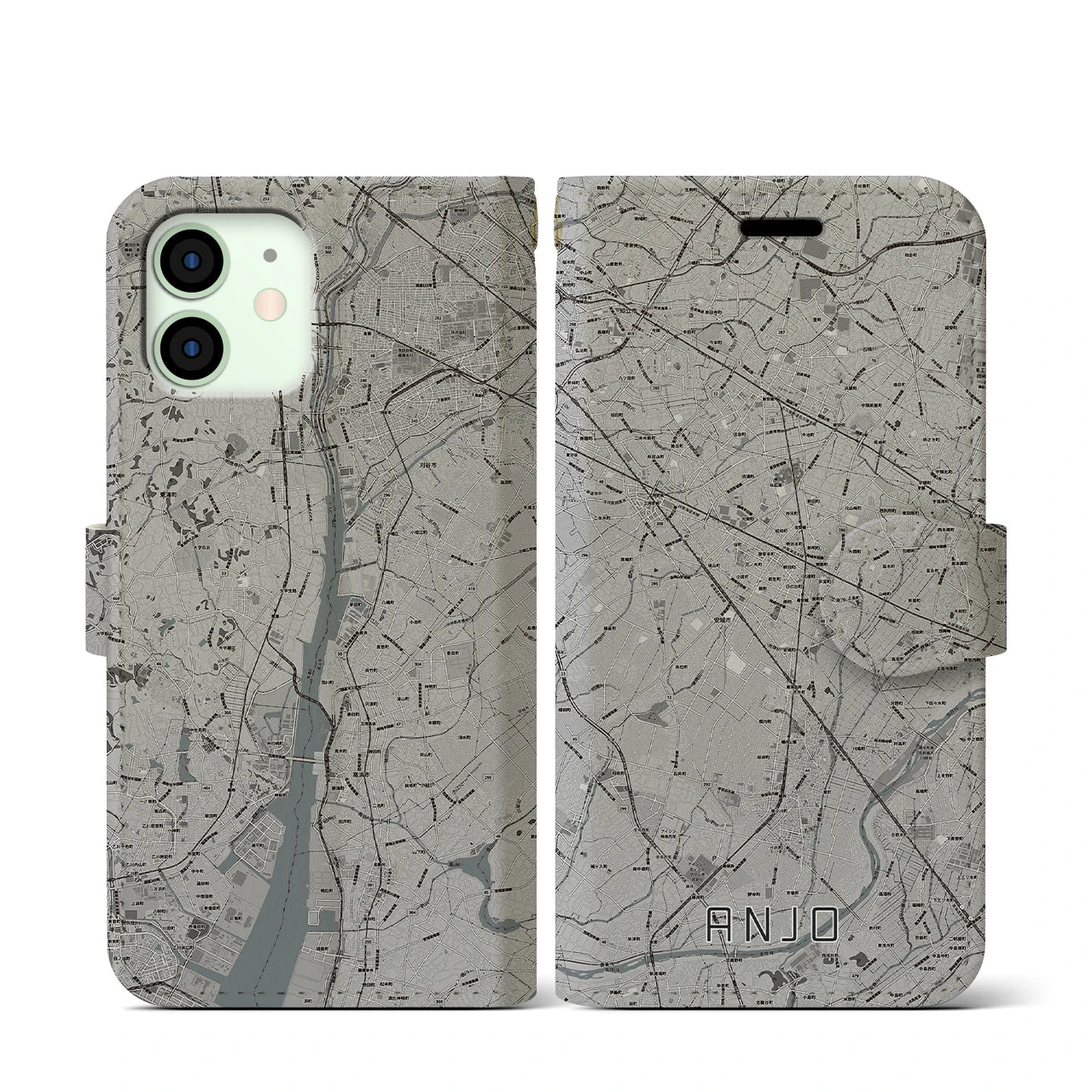 【安城(愛知県)】地図柄iPhoneケース(手帳タイプ)