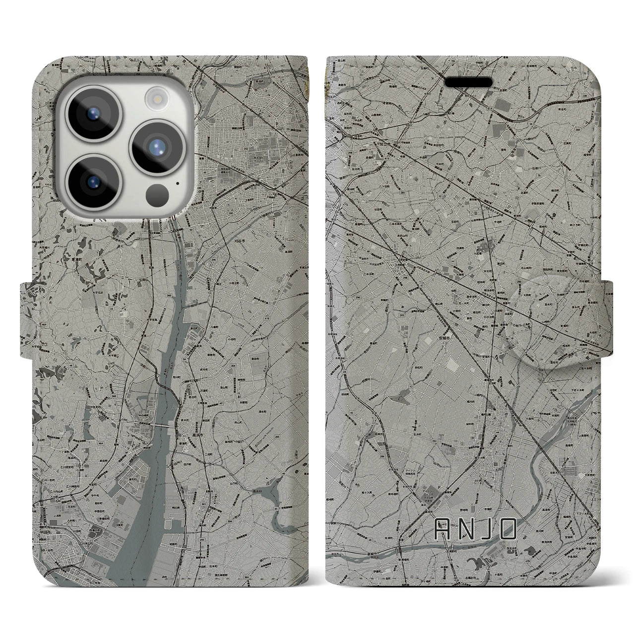 【安城(愛知県)】地図柄iPhoneケース(手帳タイプ)