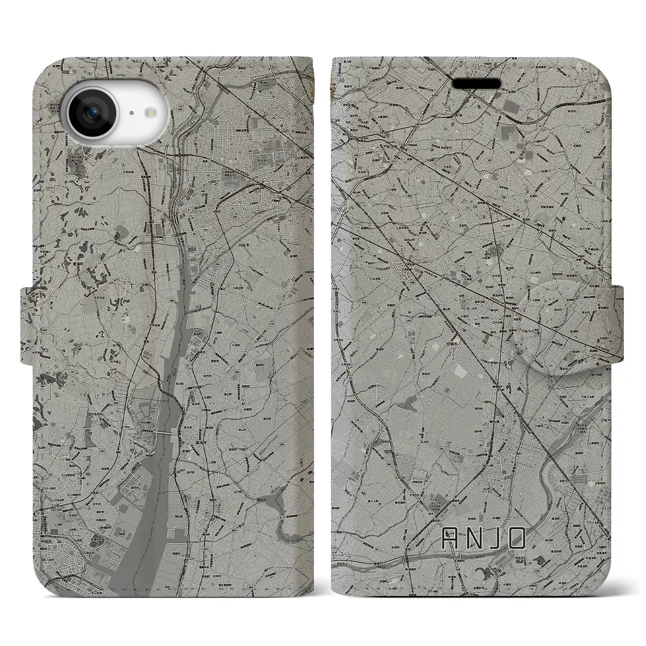 【安城(愛知県)】地図柄iPhoneケース(手帳タイプ)
