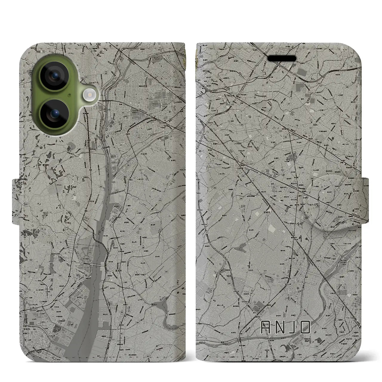 【安城(愛知県)】地図柄iPhoneケース(手帳タイプ)