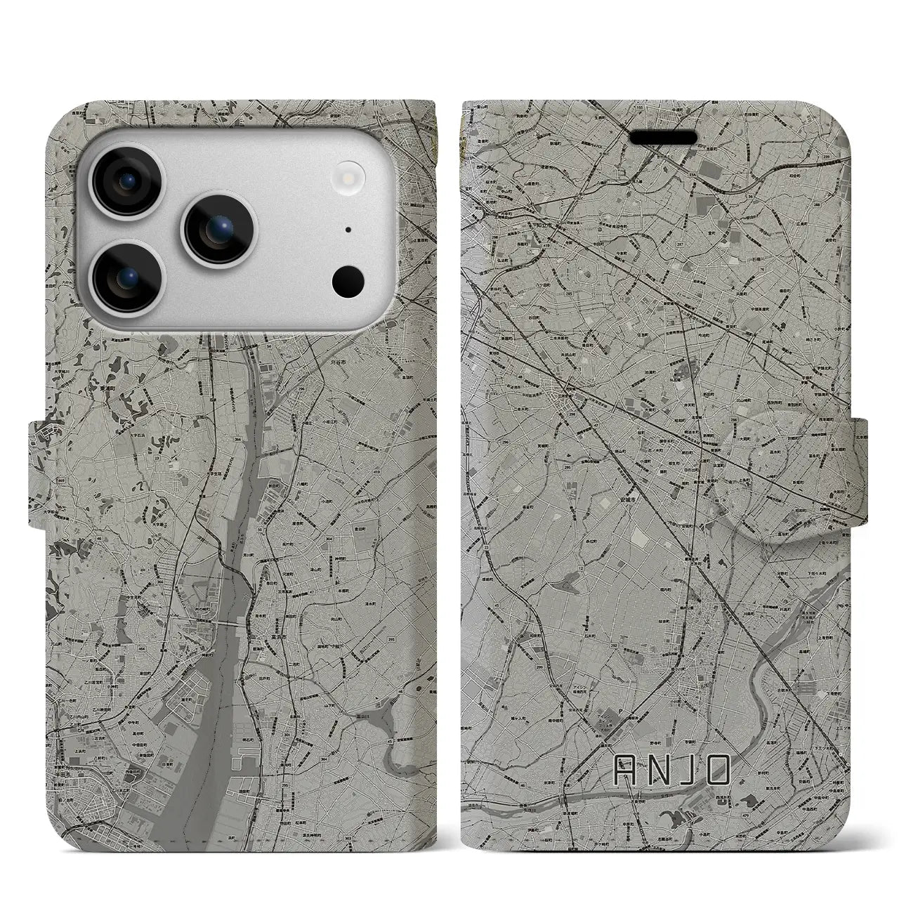 【安城(愛知県)】地図柄iPhoneケース(手帳タイプ)