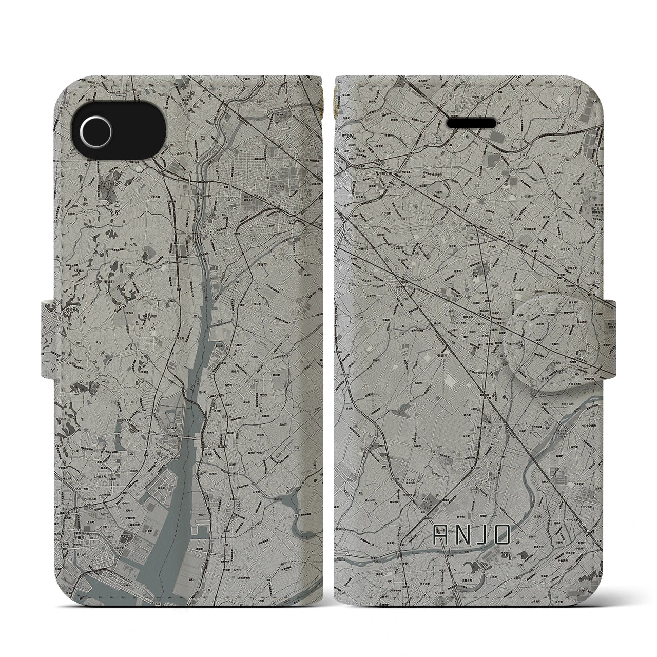 【安城(愛知県)】地図柄iPhoneケース(手帳タイプ)