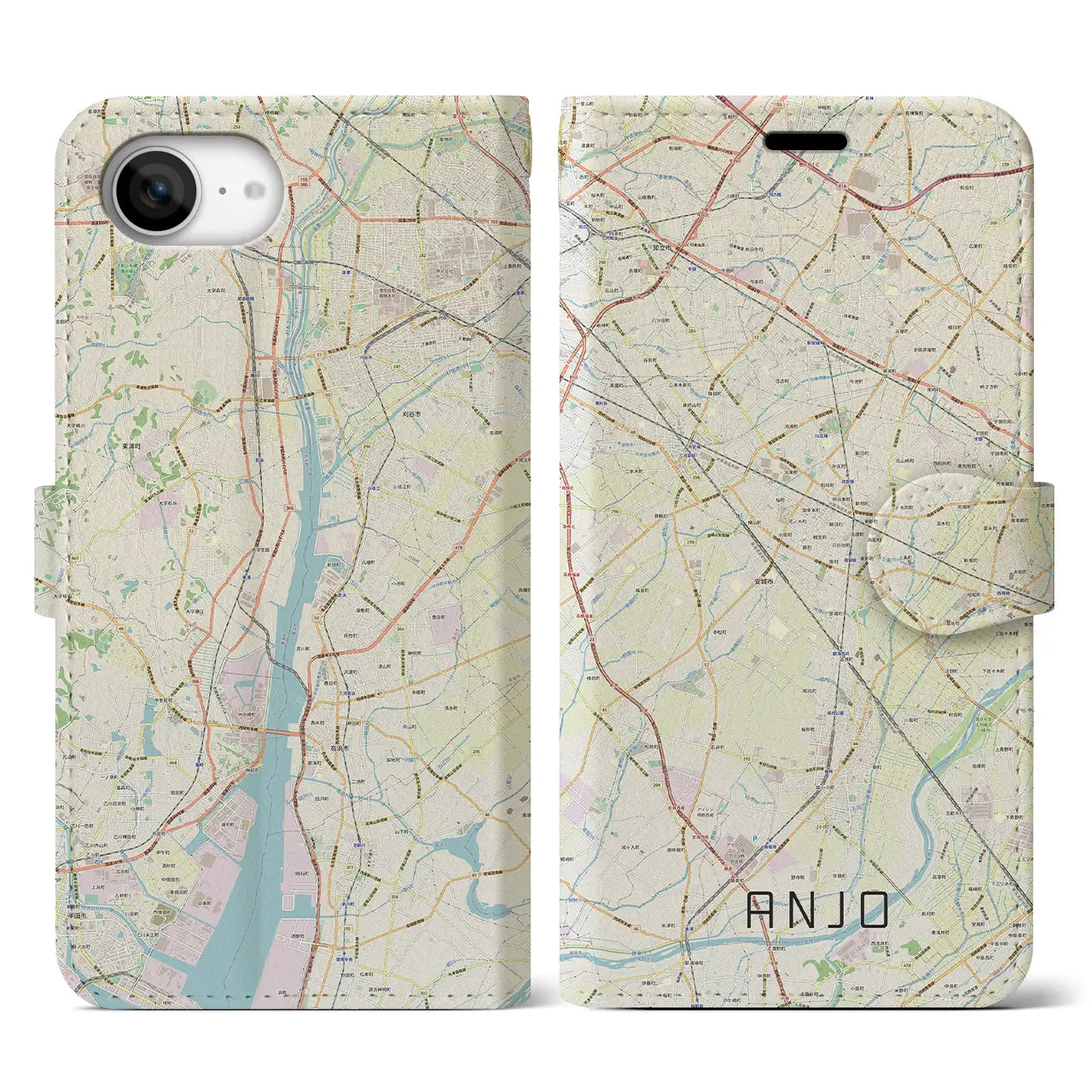 【安城(愛知県)】地図柄iPhoneケース(手帳タイプ)