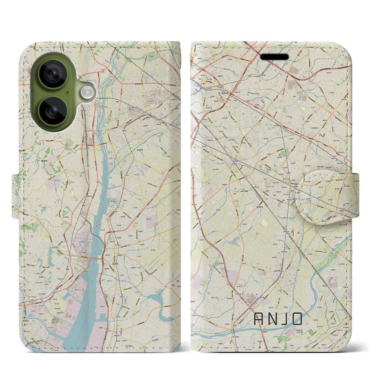 【安城(愛知県)】地図柄iPhoneケース(手帳タイプ)