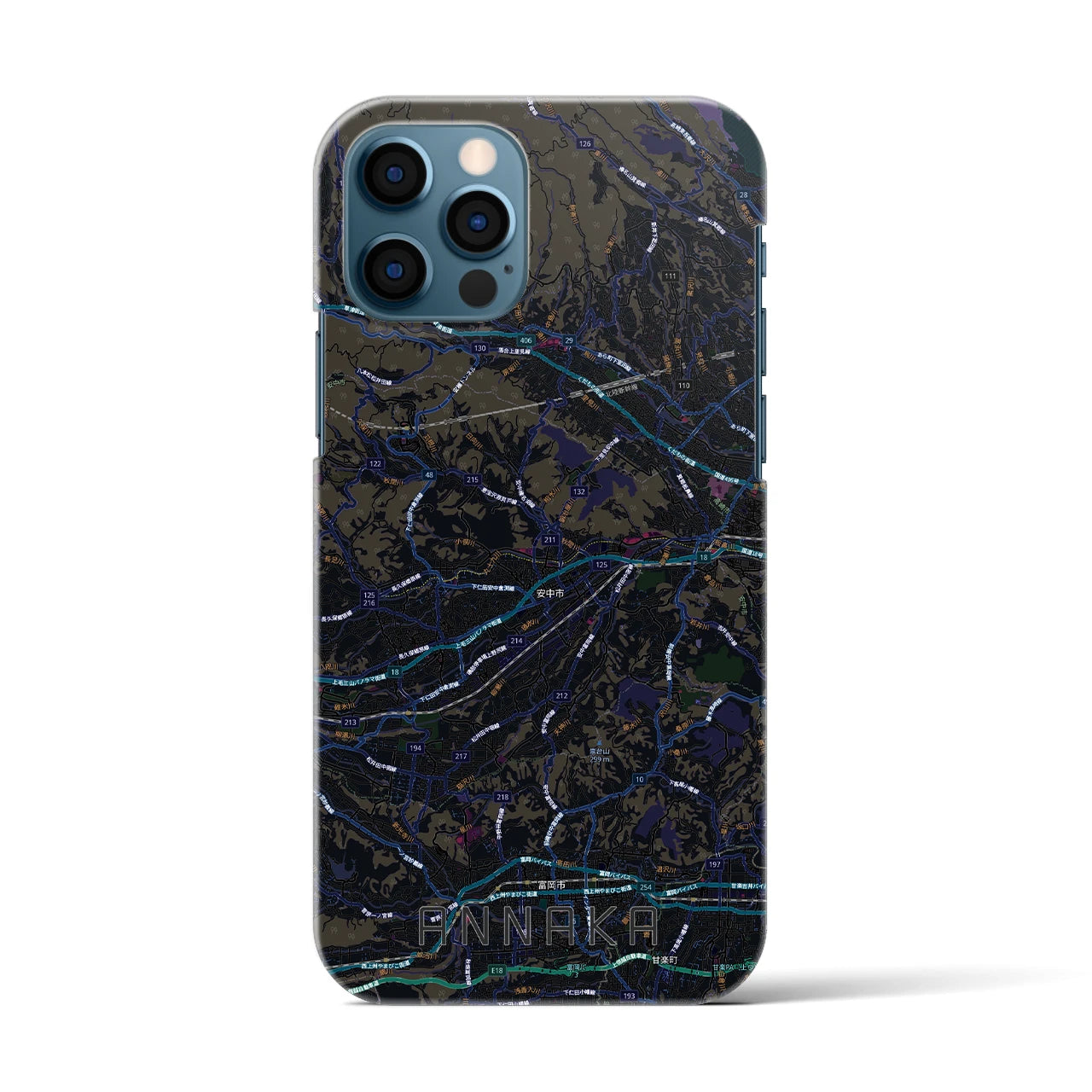【安中(群馬県)】地図柄iPhoneケース(バックカバータイプ)