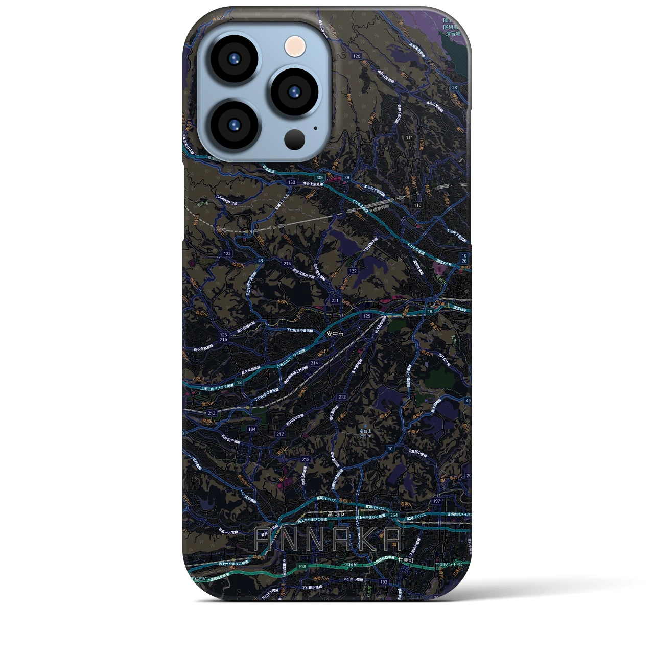 【安中(群馬県)】地図柄iPhoneケース(バックカバータイプ)