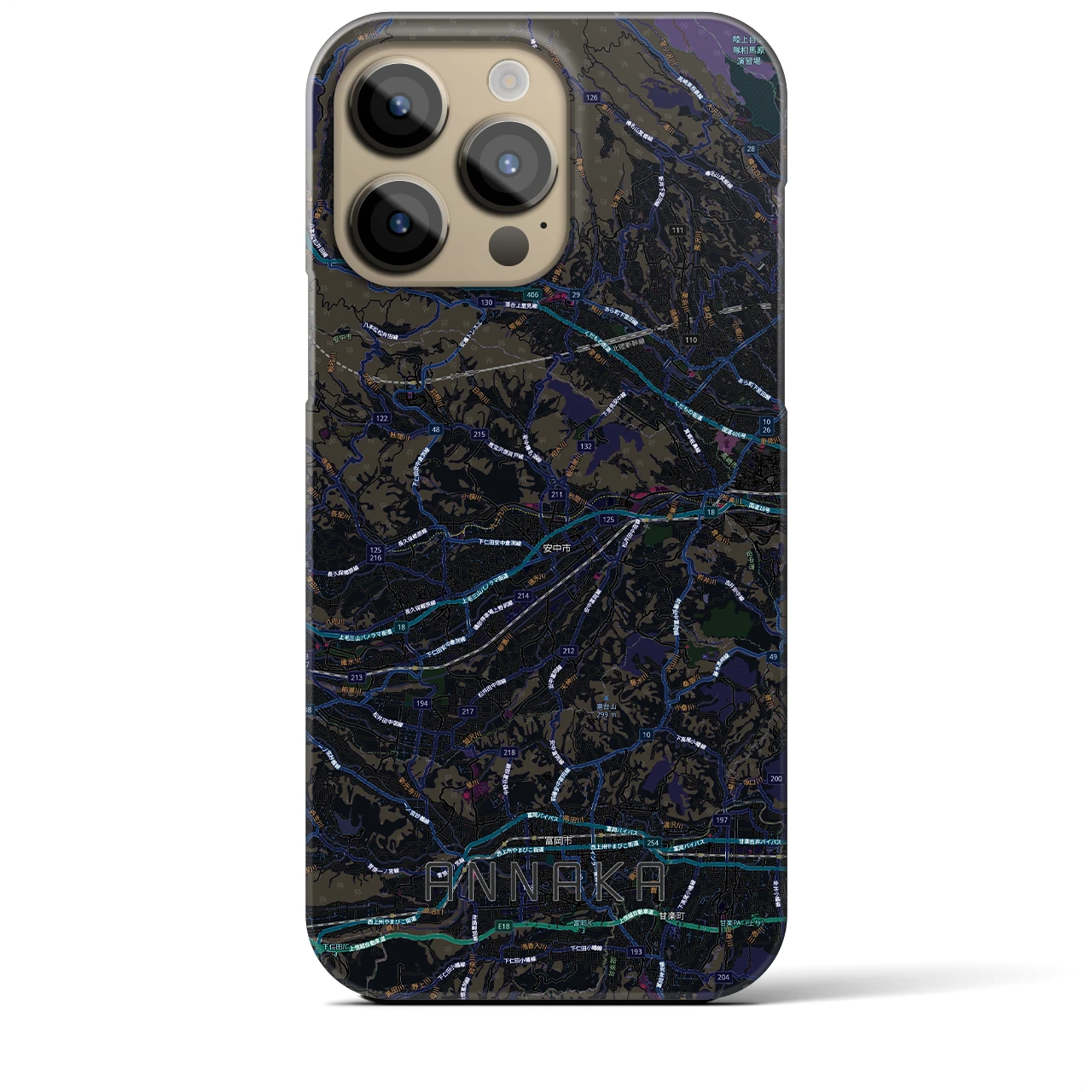 【安中(群馬県)】地図柄iPhoneケース(バックカバータイプ)