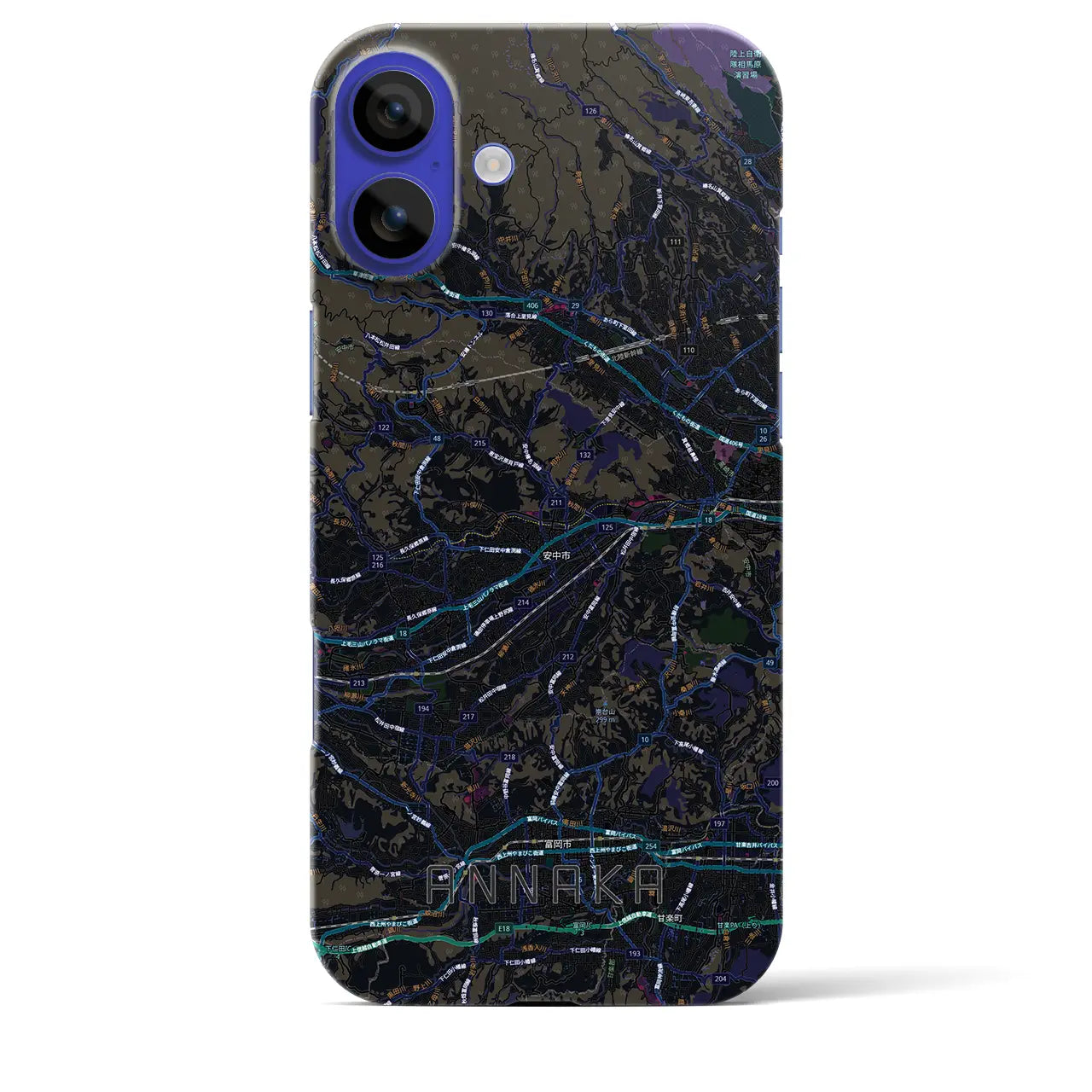 【安中(群馬県)】地図柄iPhoneケース(バックカバータイプ)