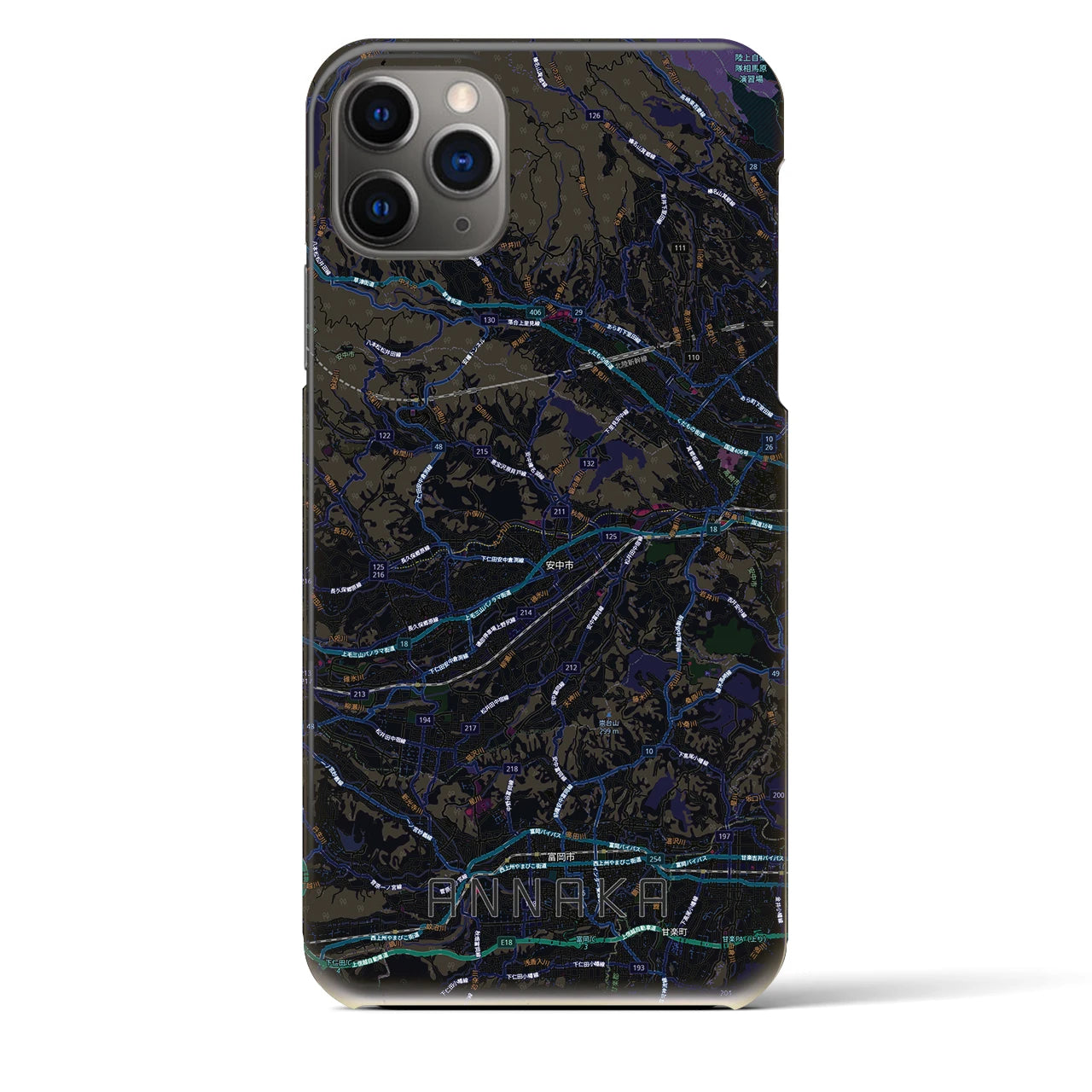 【安中(群馬県)】地図柄iPhoneケース(バックカバータイプ)