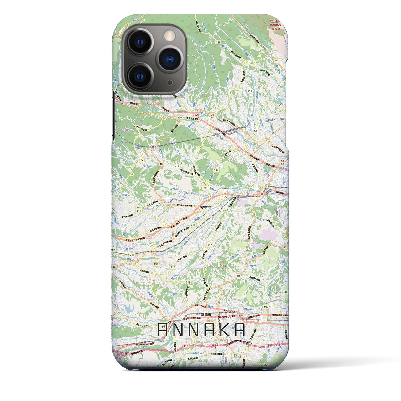 【安中(群馬県)】地図柄iPhoneケース(バックカバータイプ)ナチュラル・iPhone 11 Pro Max 用