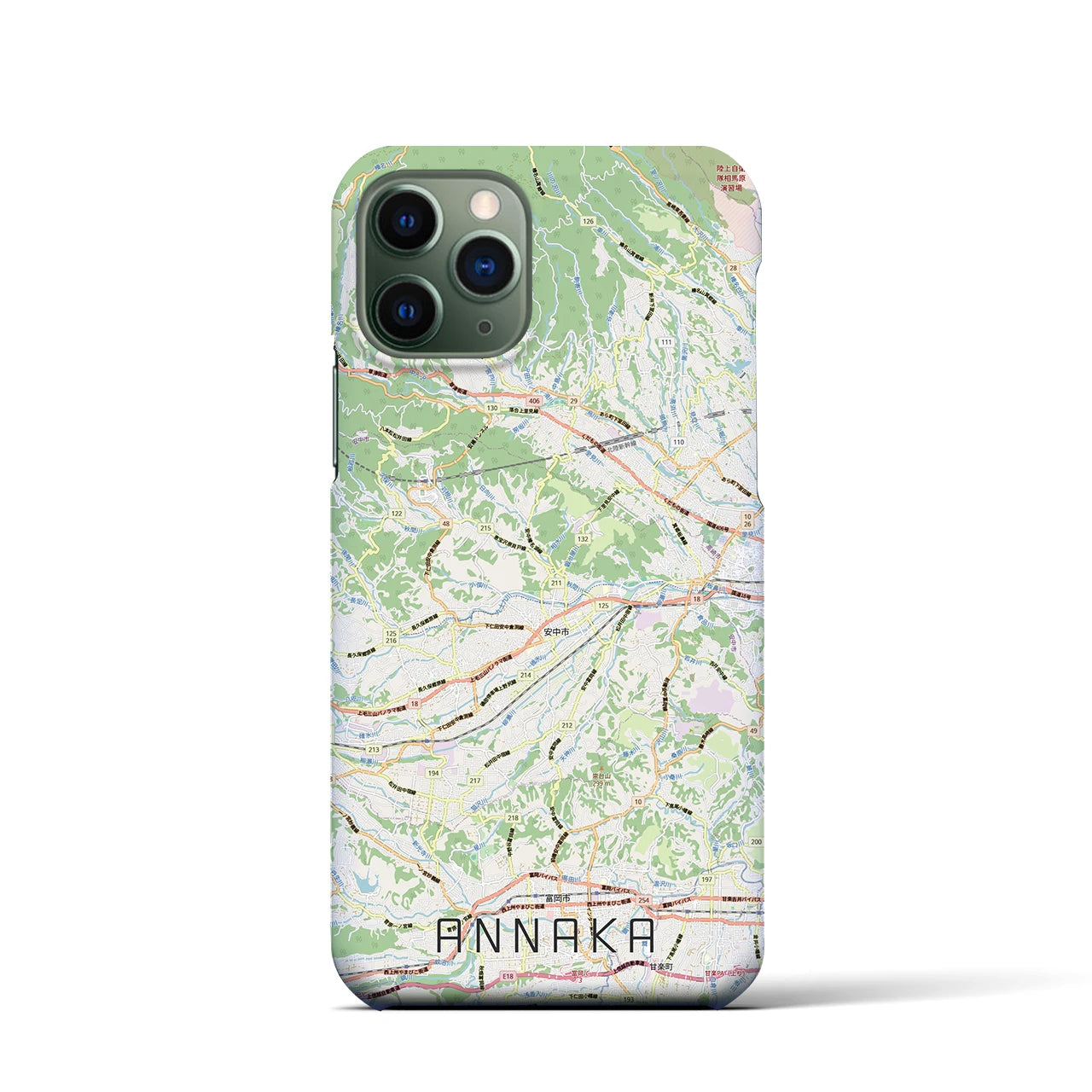 【安中(群馬県)】地図柄iPhoneケース(バックカバータイプ)ナチュラル・iPhone 11 Pro 用
