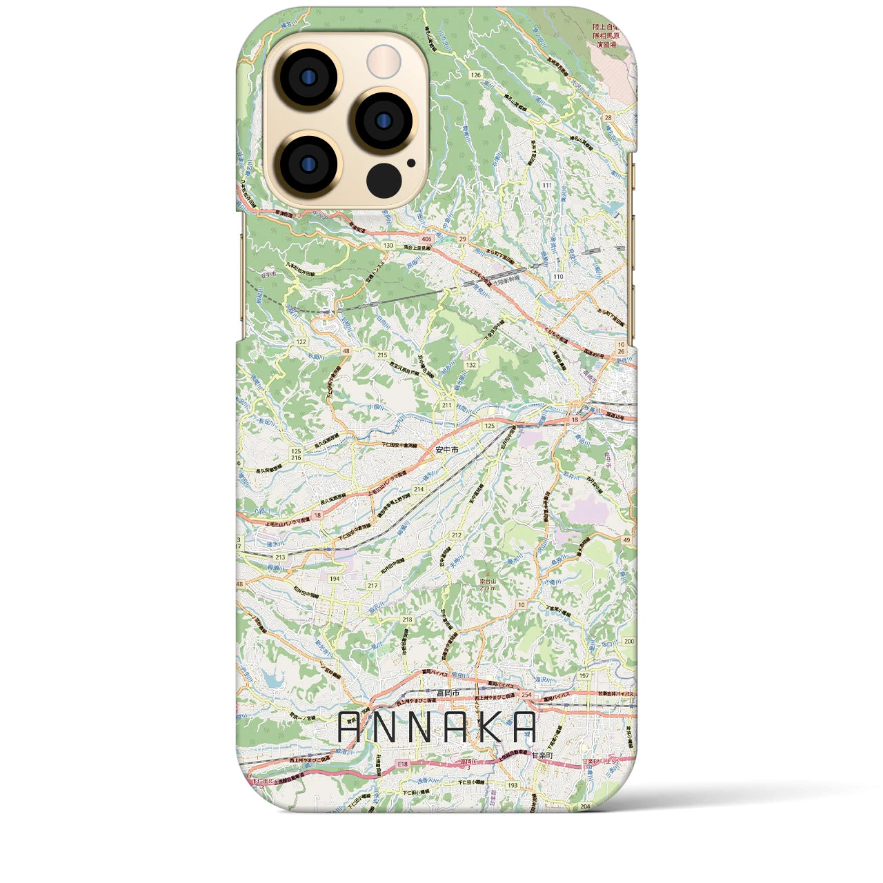 【安中(群馬県)】地図柄iPhoneケース(バックカバータイプ)ナチュラル・iPhone 12 Pro Max 用