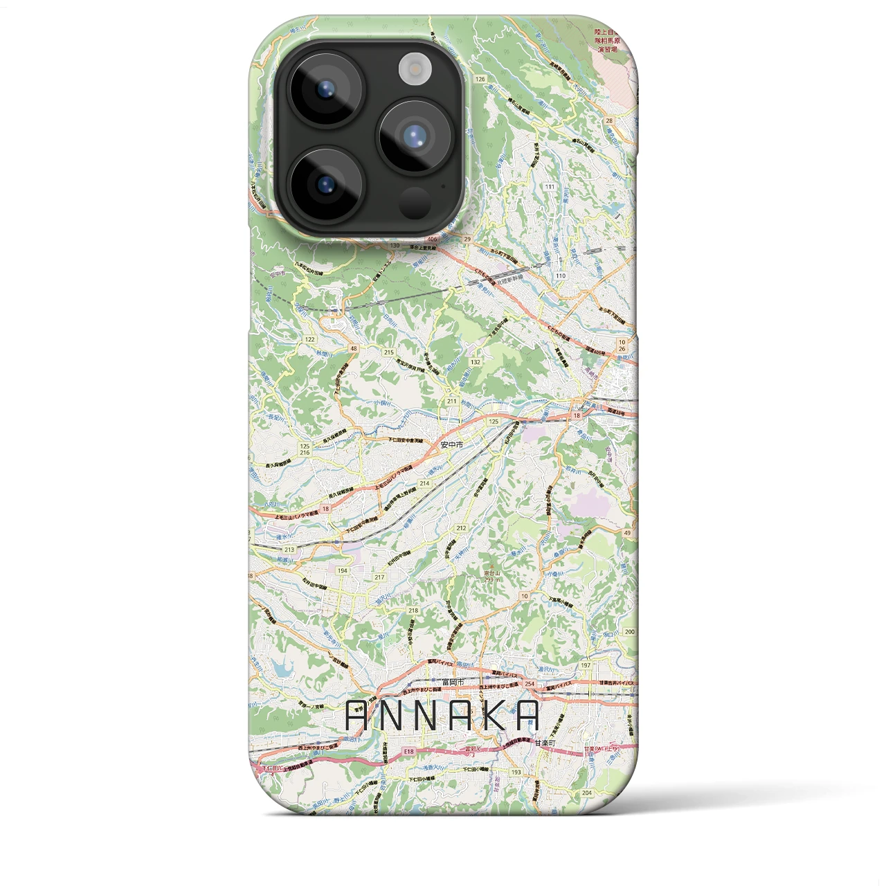 【安中(群馬県)】地図柄iPhoneケース(バックカバータイプ)ナチュラル・iPhone 15 Pro Max 用