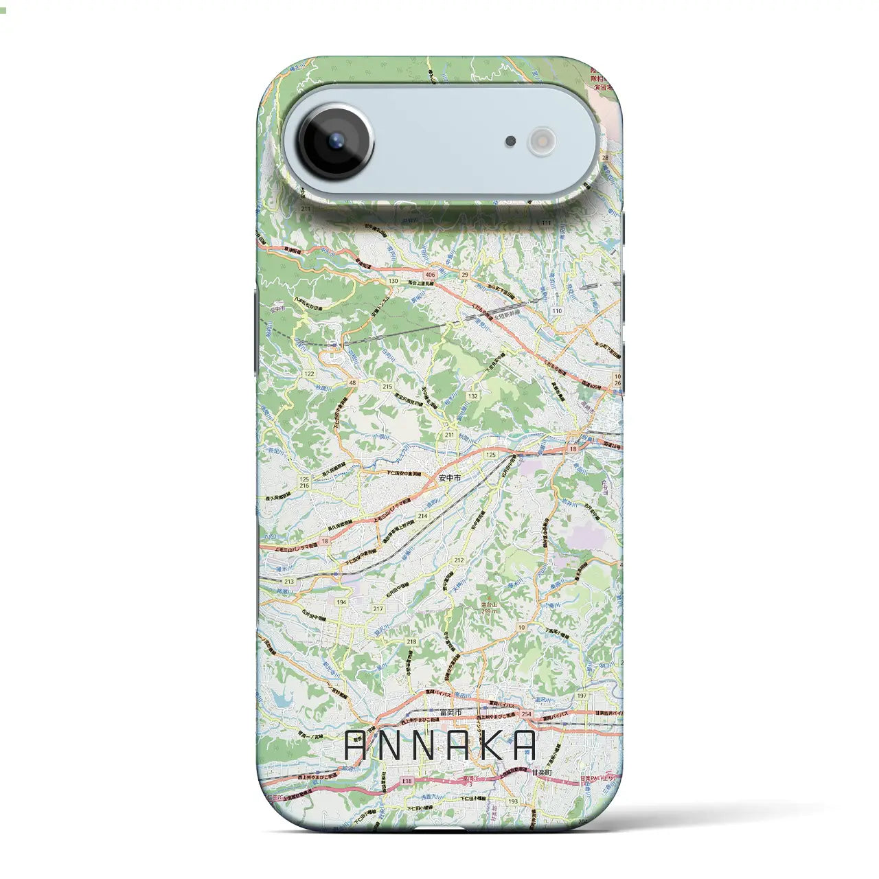 【安中(群馬県)】地図柄iPhoneケース(バックカバータイプ)ナチュラル・iPhone 17 Pro Max 用