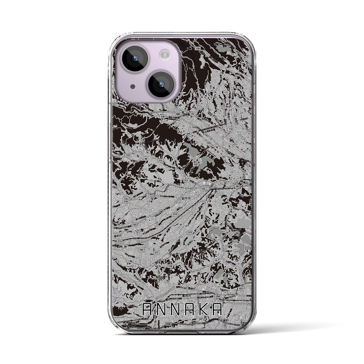 【安中(群馬県)】地図柄iPhoneケース(クリアタイプ)